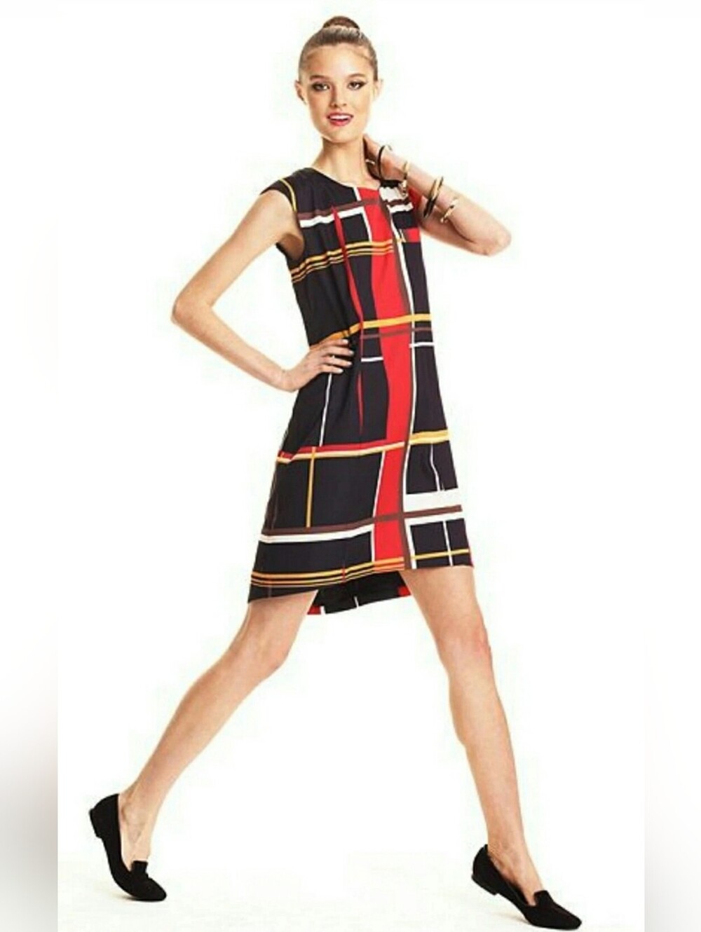 Rare Fashion Star By Kara Lariks hi-low Shift Dress, geometric print,Size 4